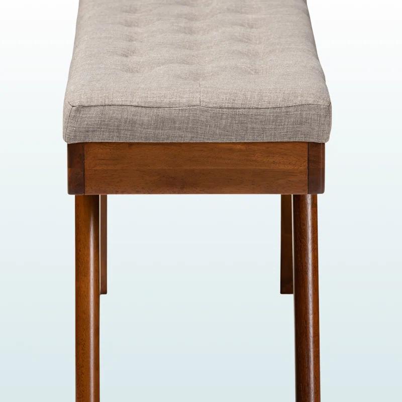 Corrigan Studio® Ismail Upholstered Wood Dining Bench in Light Gray Fabric, 17.57" H X 41.18" W X 15.14" D