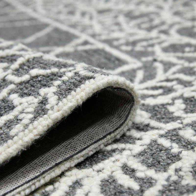 Union Rustic Ahniyla Dark Gray Hand-Hooked Wool Area Rug