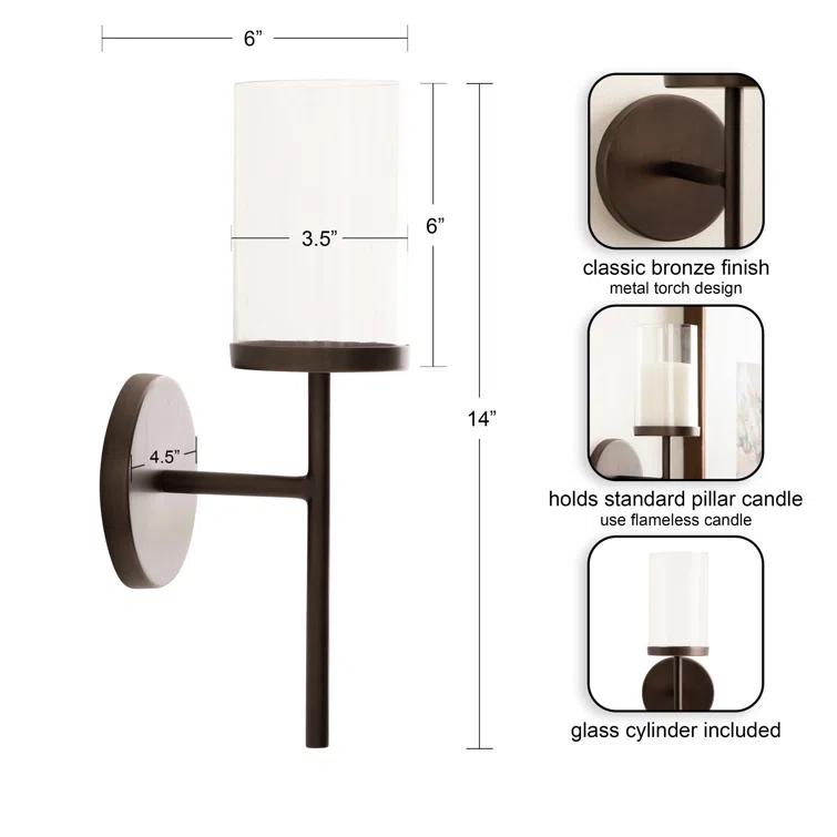 Kate and Laurel Blaise 14.0" Metal Wall Sconce