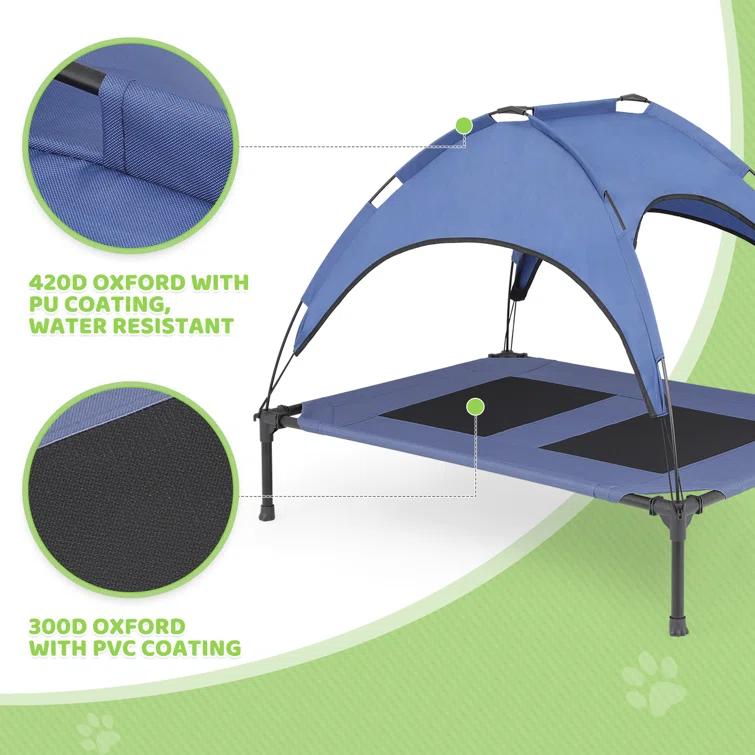 Tucker Murphy Pet™ Elevated Dog Bed With Canopy, Outdoor Dog Cot With Removable Canopy Shade Tent, Raised Pet Cot