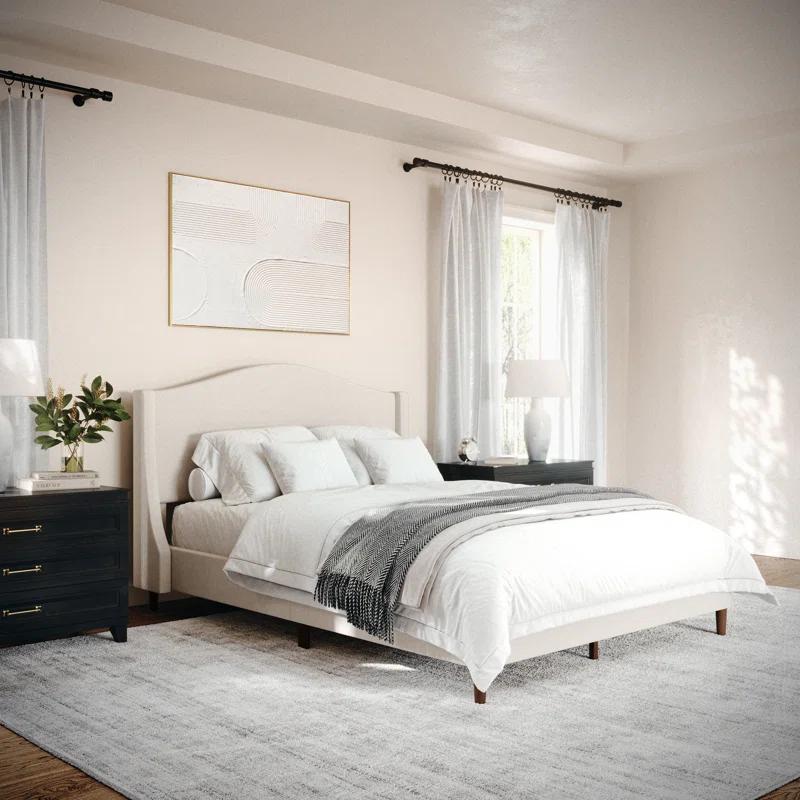 Martha Stewart Martha Stewart Amelia Upholstered Platform Bed With Curved Headboard