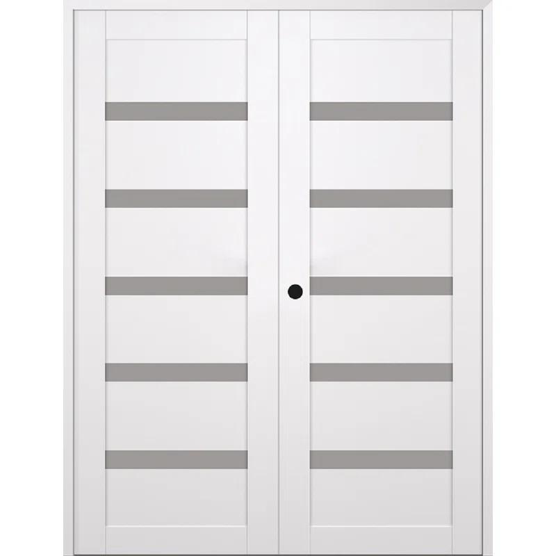Belldinni Leora Snow White Solid Manufactured Wood and Glass Paneled Smooth Texture Prefinished French Door