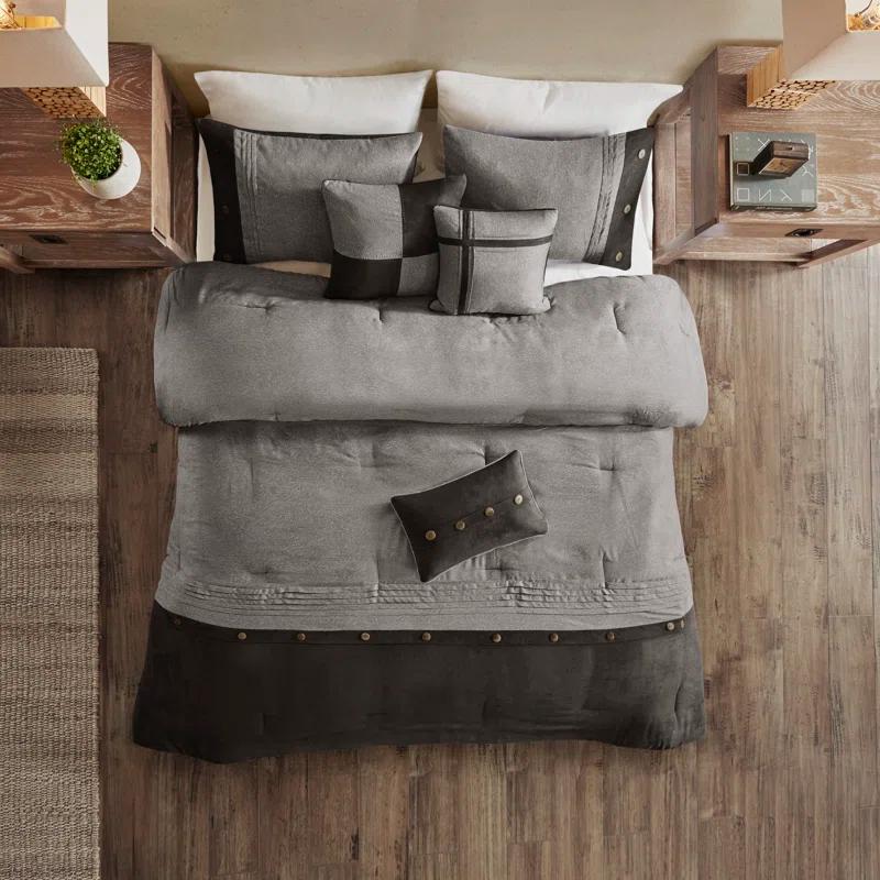 Madison Park Boone 7 Piece Faux Suede Comforter Set