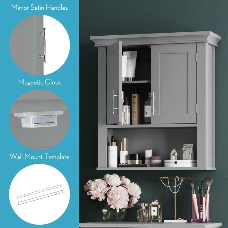 RiverRidge Home RiverRidge Somerset Two-Door Bathroom and Laundry Wall Mount Storage Medicine Cabinet with Open and Adjustable Shelf