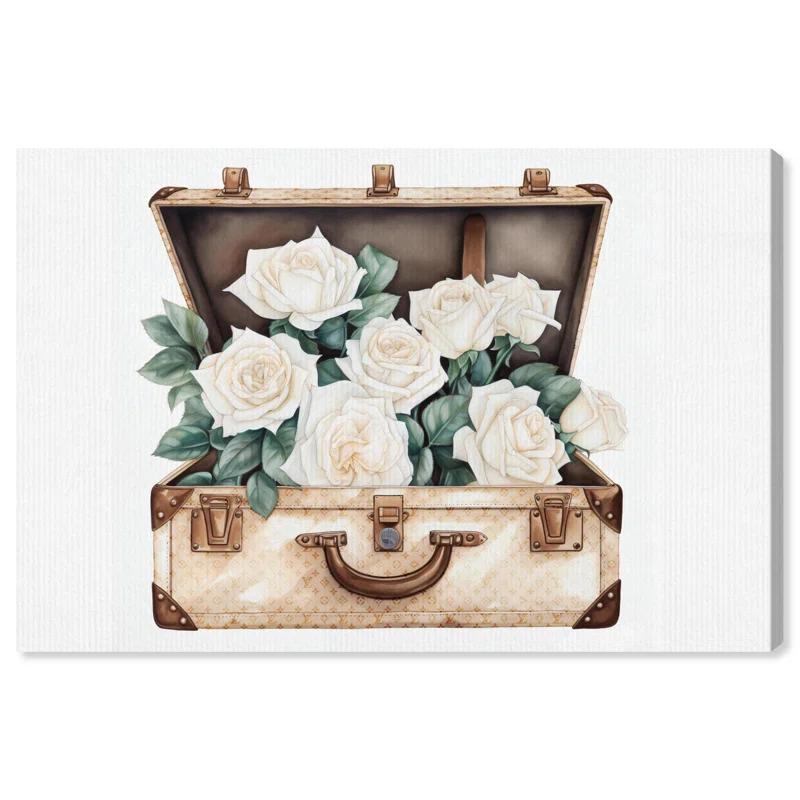 Art Remedy White Roses in a Case Canvas Glam Livingroom Wall Art by Art Remedy