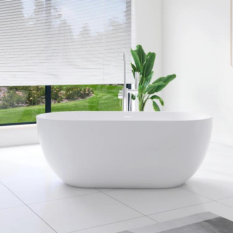 Staykiwi 67'' x 29'' Freestanding Soaking Plastic / Acrylic Bathtub JJCS04BT-67