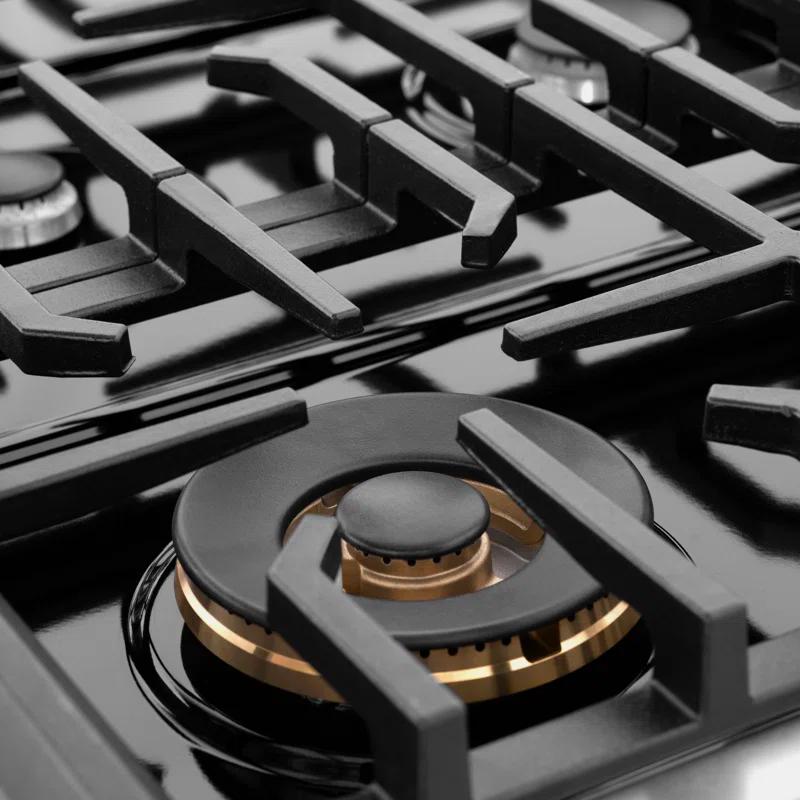 ZLINE 36 in. 5.2 cu. ft. Paramount Gas Range W/ 6 Burner Cooktop & Convection Gas Oven in Stainless Steel W/ Black Matte Door (SGR-BLM-36)