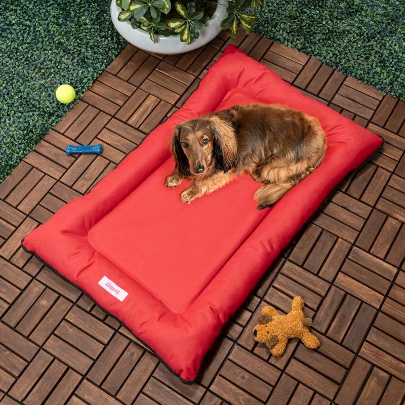 The Licker Store Archie Traditional Oxford Waterproof Indoor/Outdoor Hand-Washable Memory Foam Camping Pet Bed