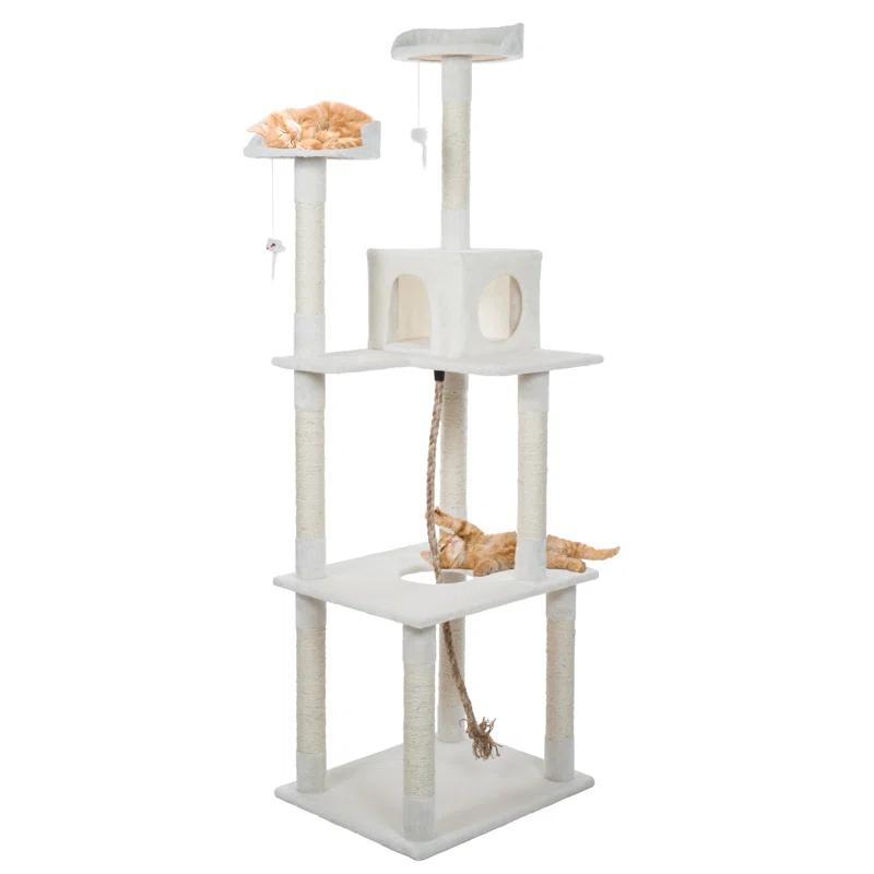 PetMaker 6 Foot Cat Tree with Scratch Posts in Ivory