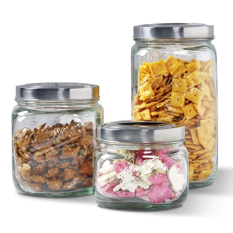 Mason Craft & More Vintage Storage Jars Glass Canister - Set of 3