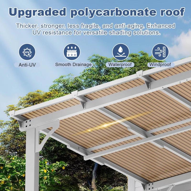 MEISSALIVVE Gazebo, Wall Mounted Gazebo, Lean To Metal Awnings Gazebos, Gazebo Pergola With Sloped Roof, Outdoor Patio Gazebo Awning For Backyard, Deck