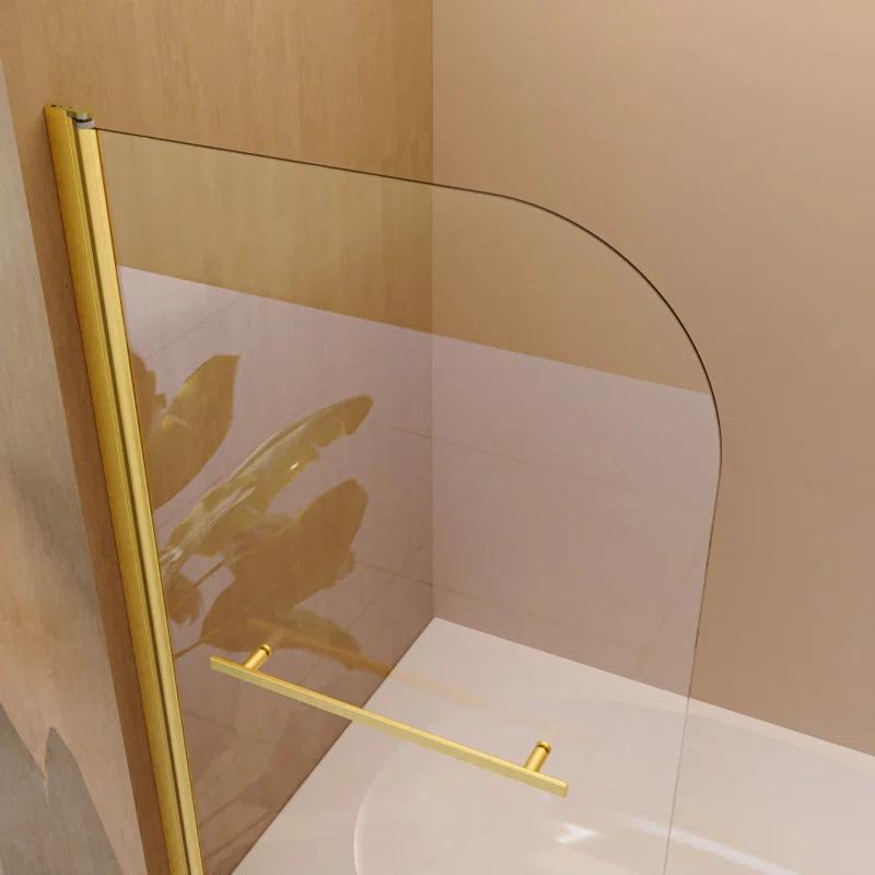 31"W x 55"H Frameless Folding Pivot Shower Tub Door Reversible Installation
