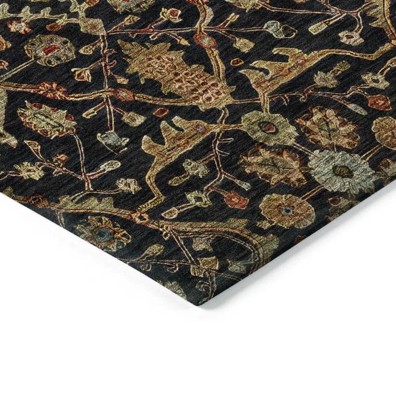 Machine Washable Indoor/Outdoor Cicel ACN1130 Black Rug
