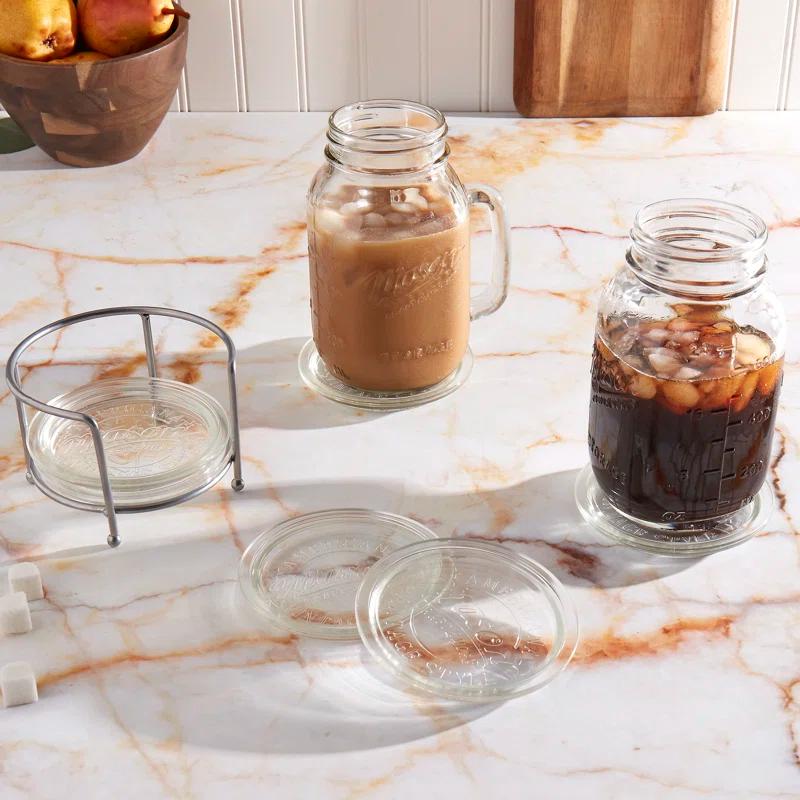 Mason Craft & More Glass Round 6 Piece Coasters Set