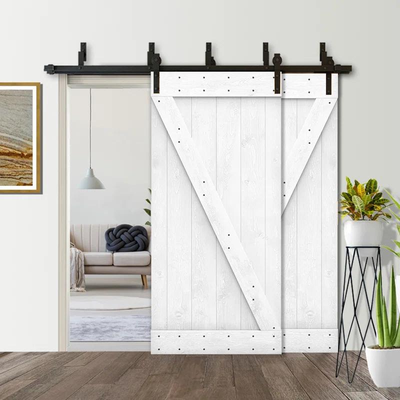Calhome 84'' Solid Wood Paneled Painted with Installation Hardware Kit Barn Door