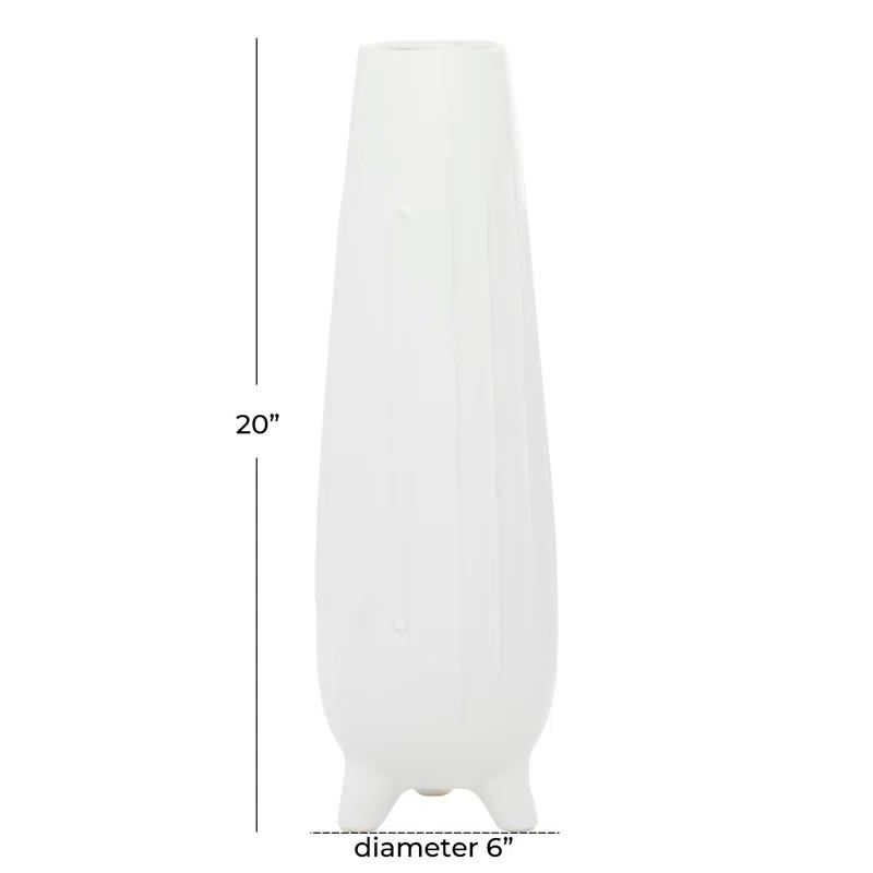 CosmoLiving by Cosmopolitan Cosmoliving By Cosmopolitan White Ceramic Contemporary Vase