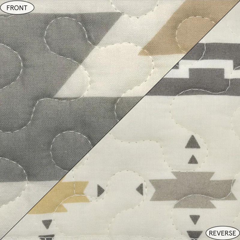 Paseo Road by HiEnd Accents Desert Sage Gray/Tan/White Aztec Print Cotton Southwestern Style Reversible Quilt Set