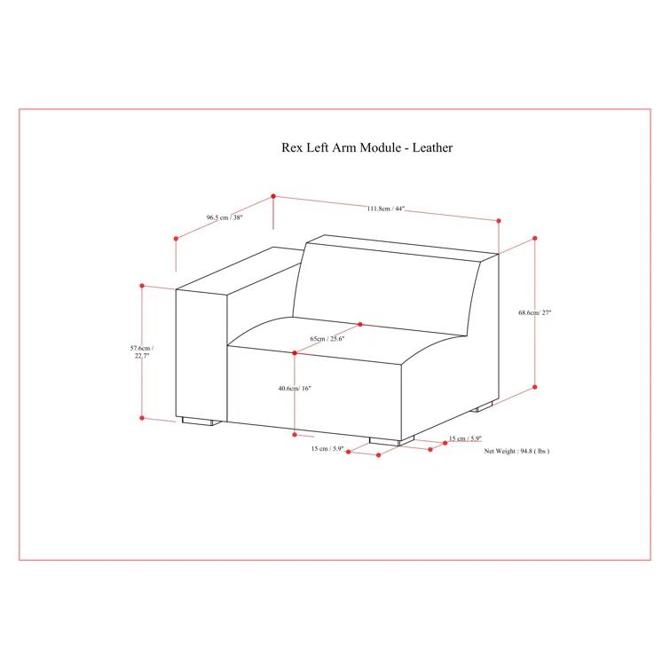 Rex Genuine Leather Left Arm Chair