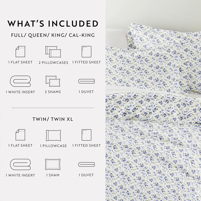 IEnjoy Home 8-Piece Reversible Bedding Bundle - Patterned Duvet Cover, Comforter Insert and Solid Sheet Set