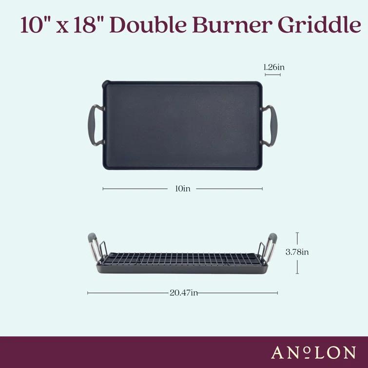Anolon Anolon Advanced Home Hard Anodized Nonstick Double Burner Griddle With Roasting Rack, 2 Piece