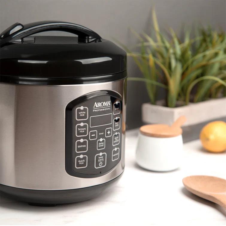 Aroma AROMA Professional Digital Rice Cooker, Multicooker, 4-Cup (Uncooked) / 8-Cup (Cooked), 2 Qt, Stainless Steel Exterior
