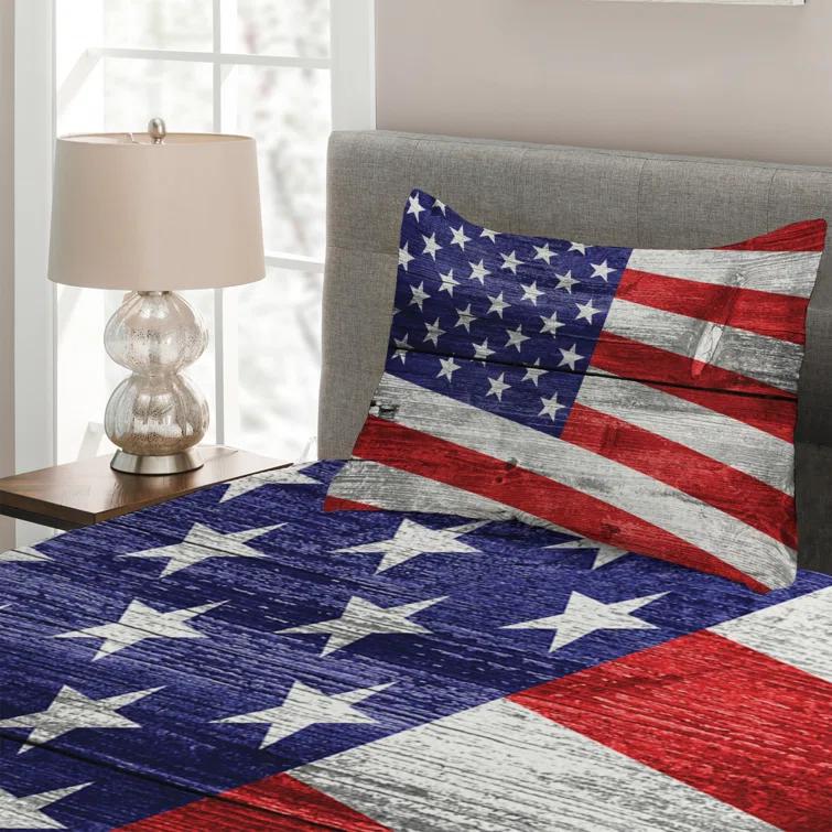 Ambesonne Farmhouse / Country Striped Coverlet Set
