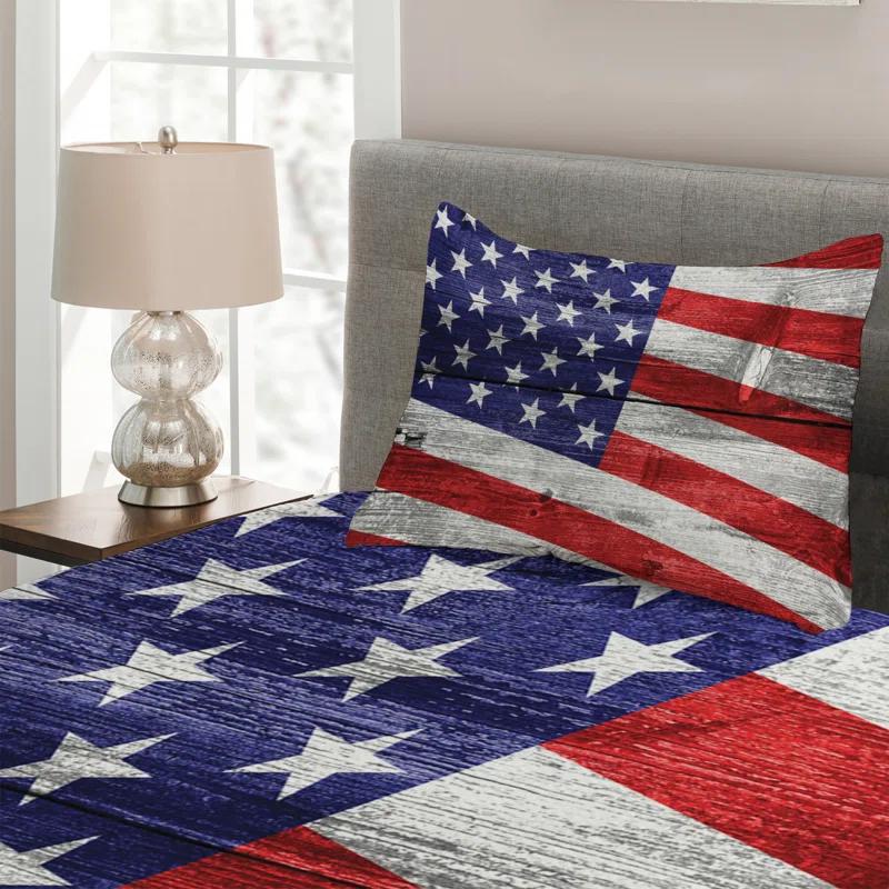 Ambesonne Farmhouse / Country Striped Coverlet Set