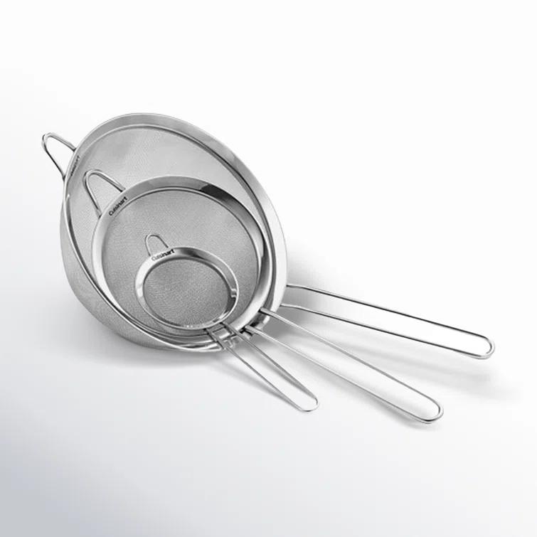 Cuisinart 3 Piece Stainless Steel Mesh Strainer Set for for Sifting, Straining and Draining Vegetables, Pastas, Flour, Tea
