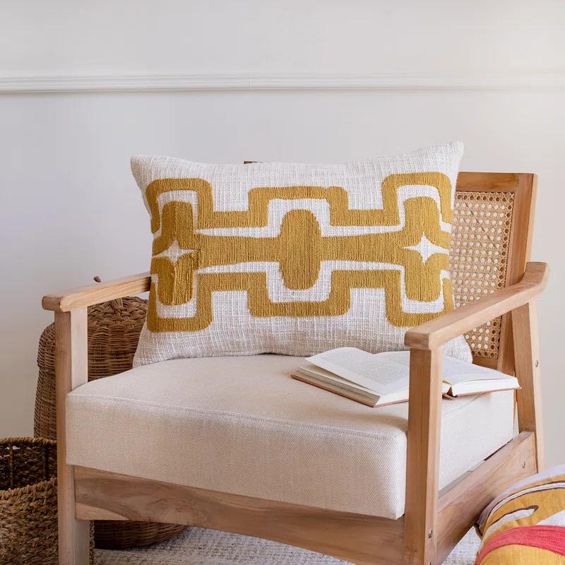Geometric Handmade Cotton Wool Blend Decorative Throw Pillow