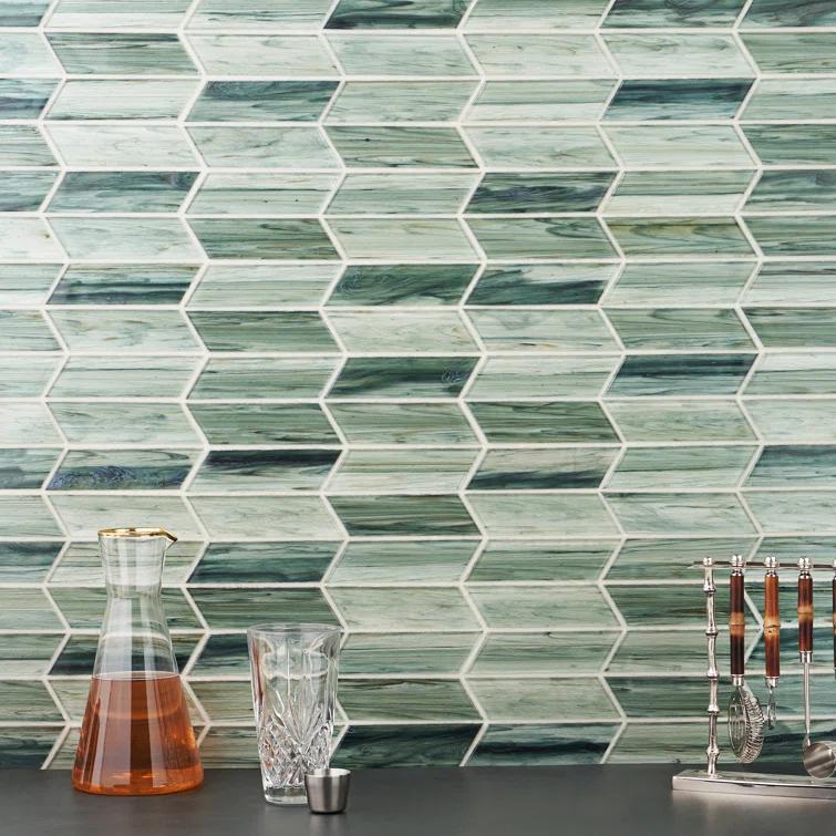 Bond Tile Tara Chevron 11.73 in. x 11.74 in. Molten Glass Mosaic Wall Tile (0.96 Sq. Ft. / Sheet)
