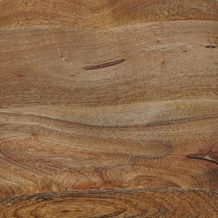 The Urban Port 24 Inch Mango Wood Industrial Counter Height Stool, Saddle Seat, Iron, Set of 2, Brown, Black