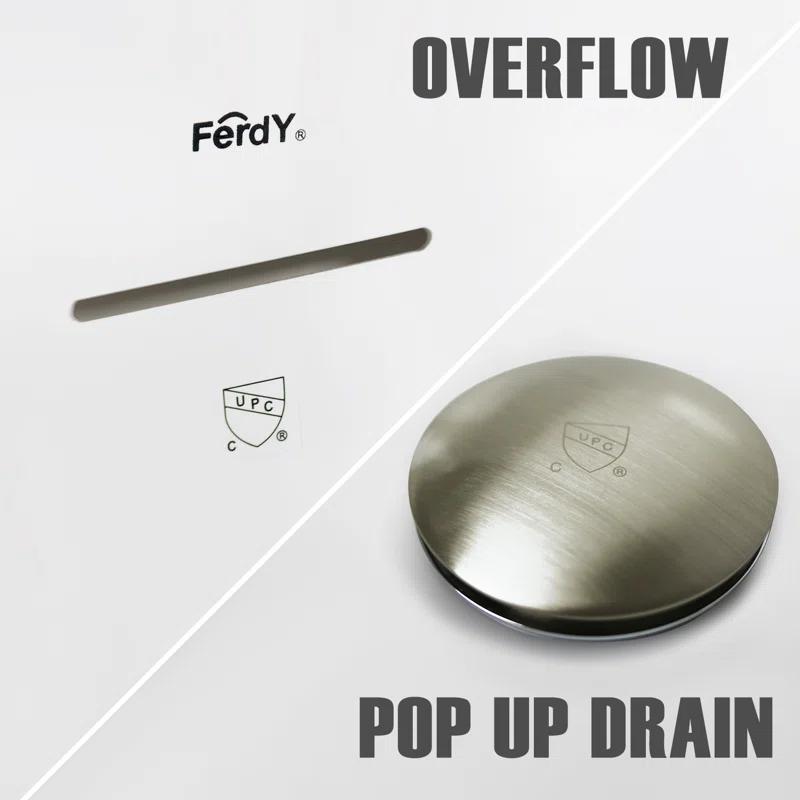FerdY FerdY-02538-1400-BN Bali Freestanding Soaking Acrylic Bathtub with Brushed Nickel Drain
