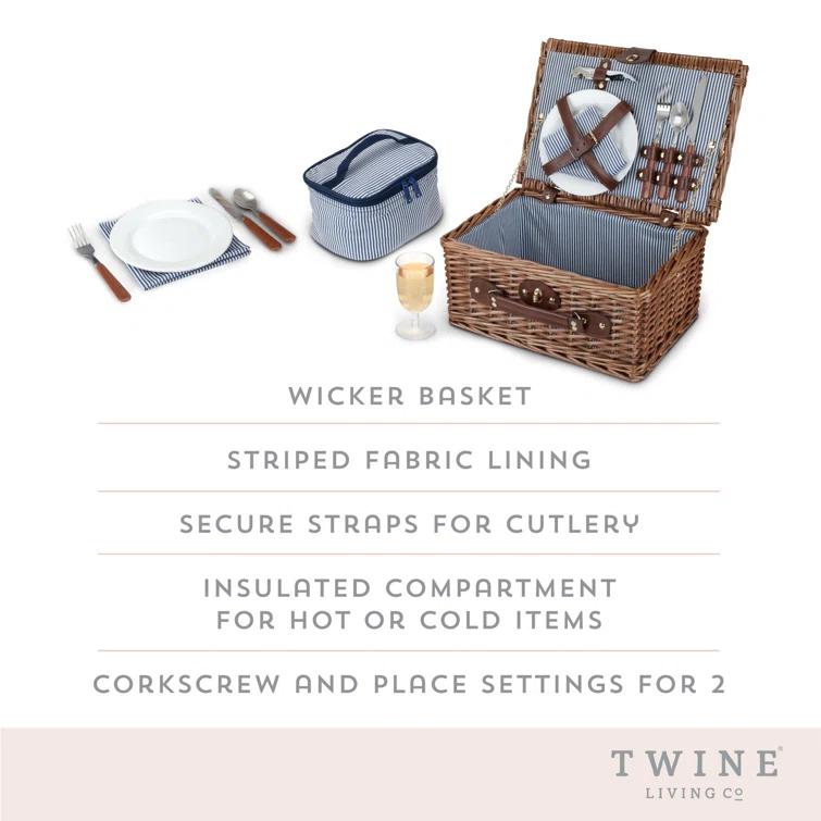 Seaside Newport Wicker Picnic Basket Set