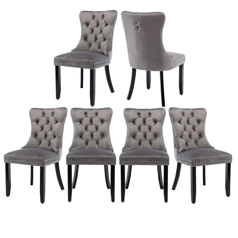 Rosdorf Park High-end Tufted Velvet Upholstered Nailhead Dining Chair