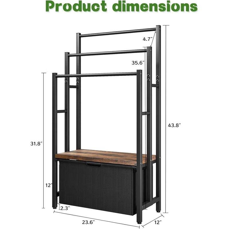 Freestanding Towel Rack With Drawers, SDXYSTCE 3 Tiers Standing Blanket Racks For Bedroom, 23.6" L X 11.8" W X 43.3" H, Blanket Holder With Shelf, Upgrade Steady Design,