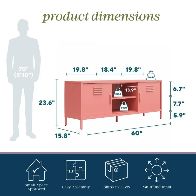 Novogratz Cache Metal Locker-Style TV Stand for TVs up to 65"