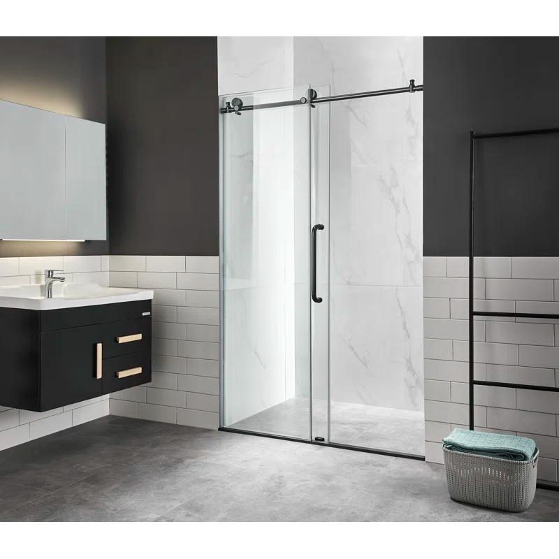 ANZZI SD-AZ13-01MB Madam Series 48" W x 76" H Single Sliding Semi-Frameless Shower Door