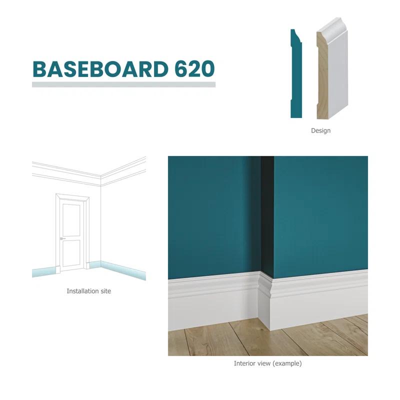 RESO 3.25'' H x 96'' W x 0.56'' D Primed Pine Finger-Joined Pine Wood Baseboard Molding 20-piece 160 ft. Total