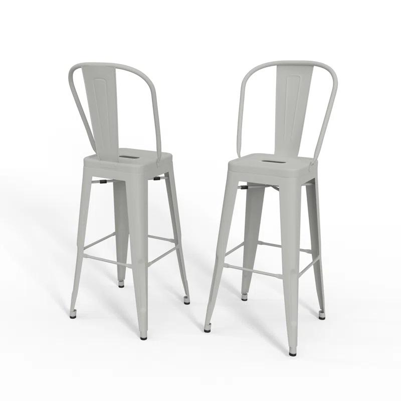 Simpli Home Fletcher Metal Contemporary Stools with Brace Support (Set of 2)