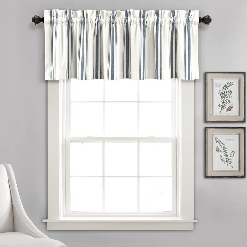 Lush Decor Farmhouse Stripe Striped Ruffled 52'' W Window Valance