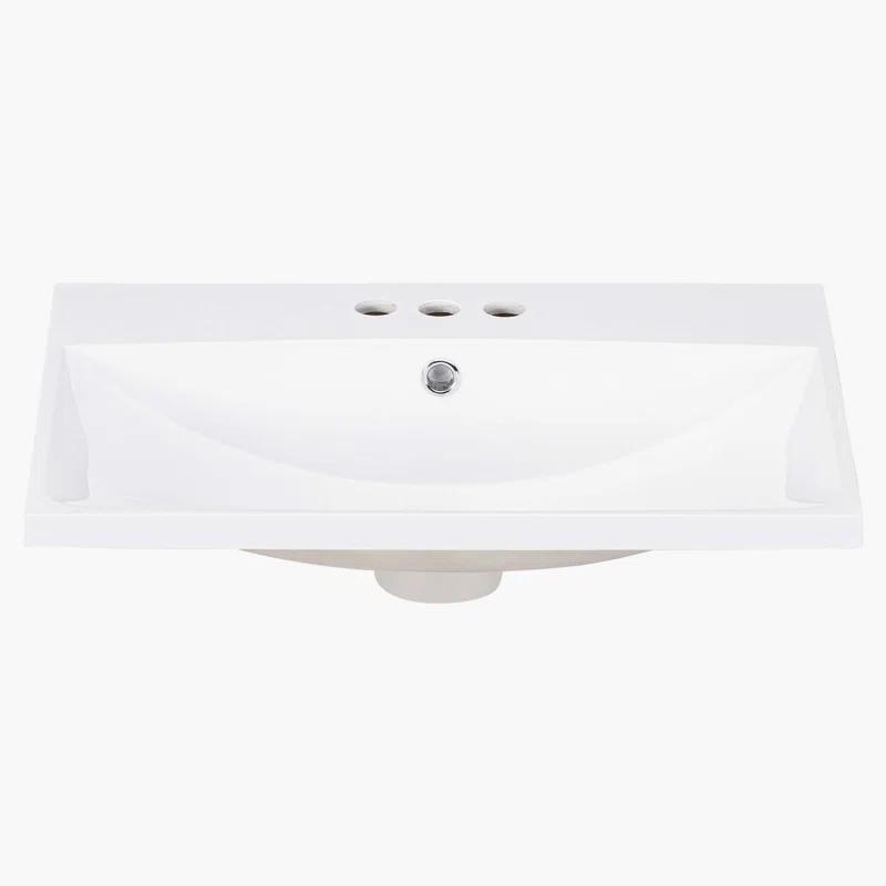 Wenty 18'' White Ceramic Rectangular Bathroom Sink