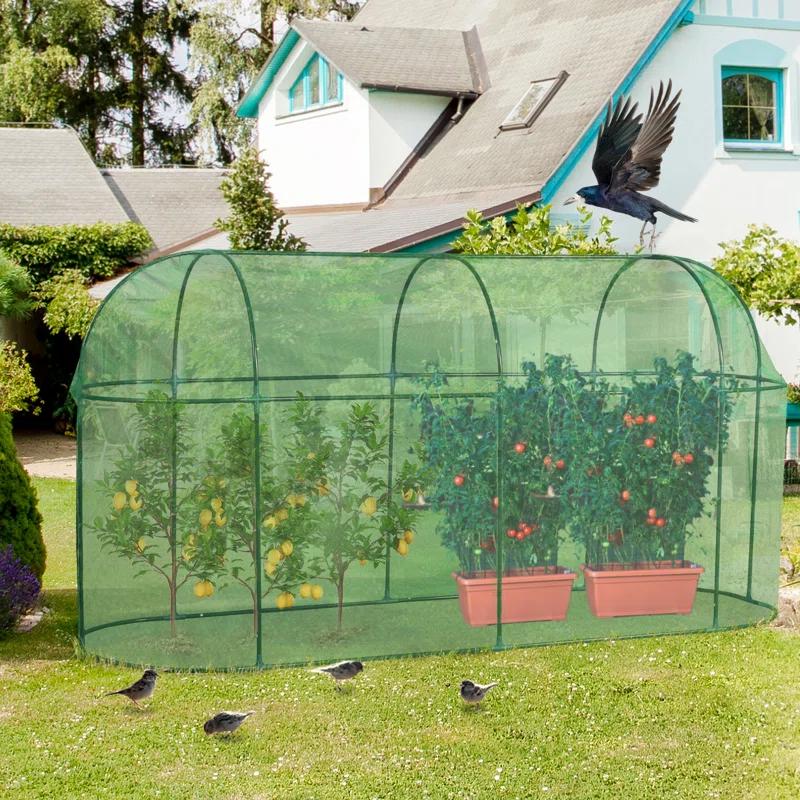 Aoodor Crop Cage 10' x 3.3' x 5' Plant Protection Tent, Fruit Cage Netting Cover