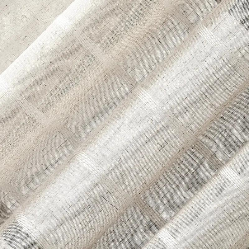 Clean Window Aso Twill Stripe Anti-Dust Linen Blend Sheer Curtain Panel