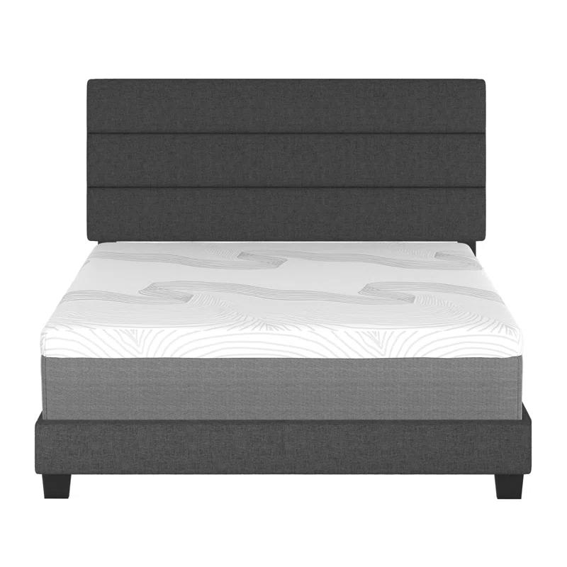 Boyd Sleep Boyd Sleep Sicily Upholstered Linen Tri Panel Platform Bed Frame with Adjustable Height Headboard, Sturdy 13 Slat Support System, No Box Spring Required