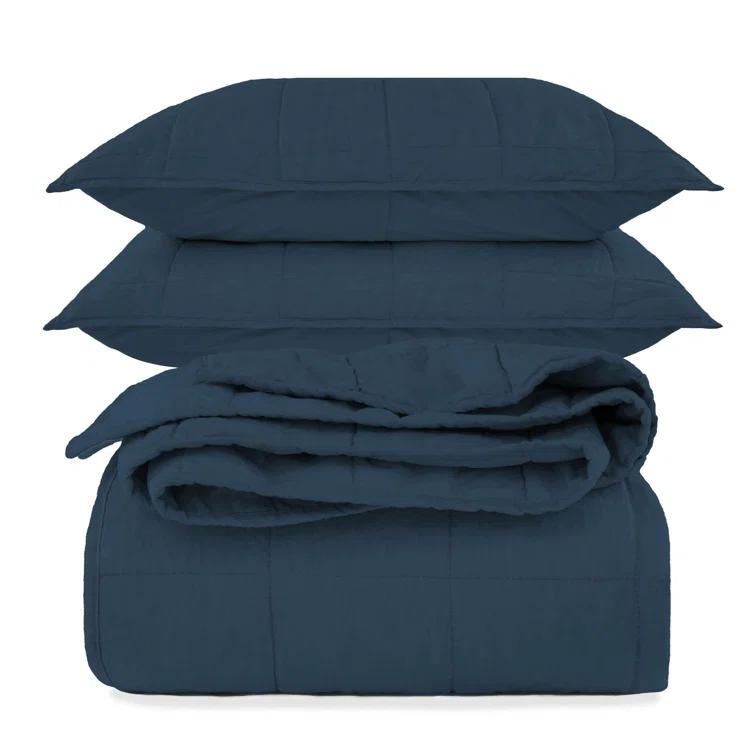 French Linen Box Stitch Quilt & Sham Set