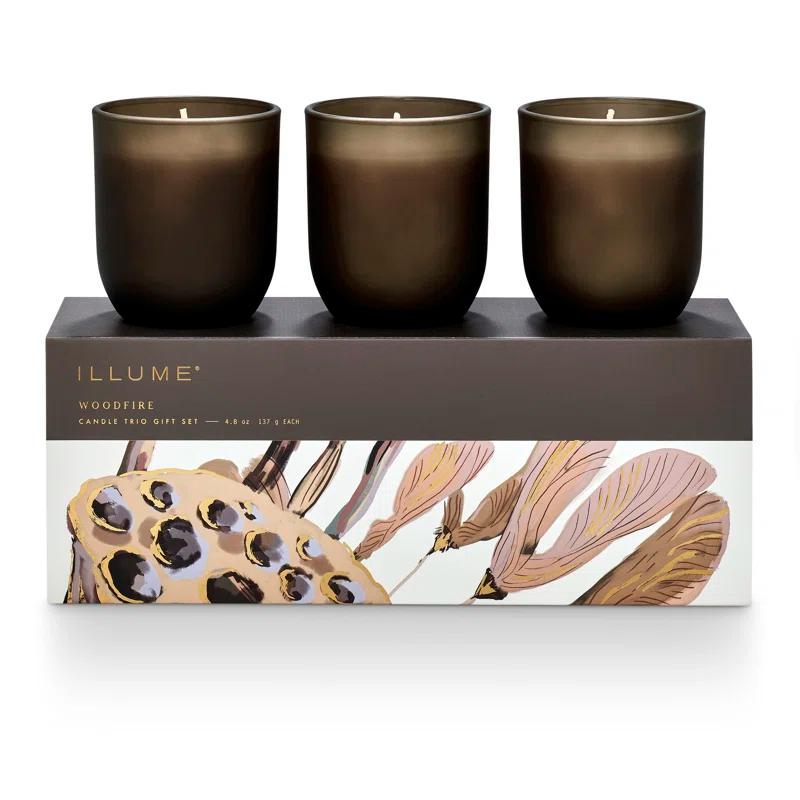 ILLUME Candle Trio Gift Set, Woodfire (Set of 3)