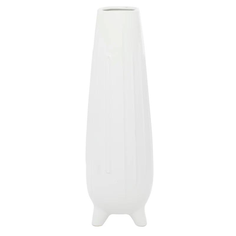 CosmoLiving by Cosmopolitan Cosmoliving By Cosmopolitan White Ceramic Contemporary Vase