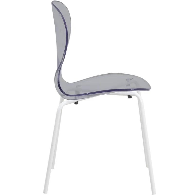 Ivy Bronx Edenfield Dining Chair with Curved Back and Waterfall Edge Seat White Powder-Coated Metal Legs