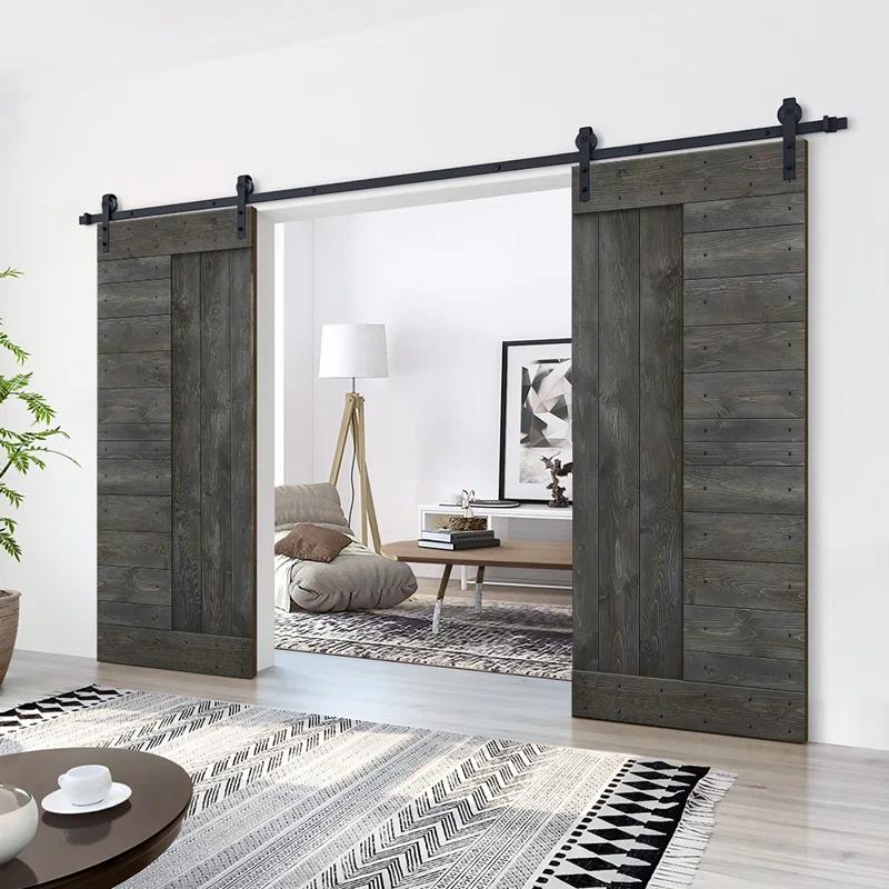 Calhome 84'' Solid Wood Paneled Painted with Installation Hardware Kit Barn Door