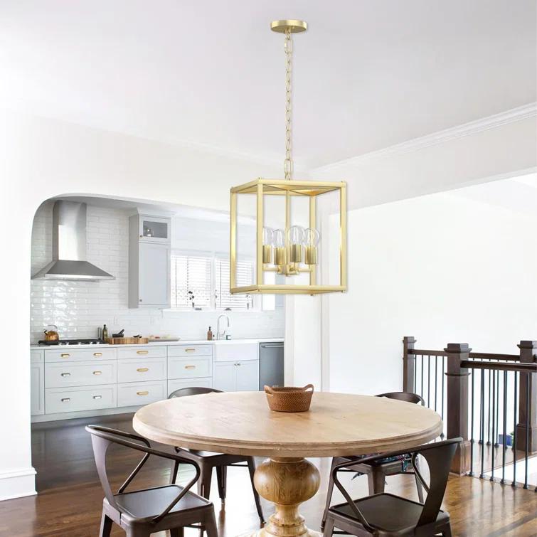 17 Stories Keya 4 - Light Iron Dimmable Lantern Geometric Chandelier